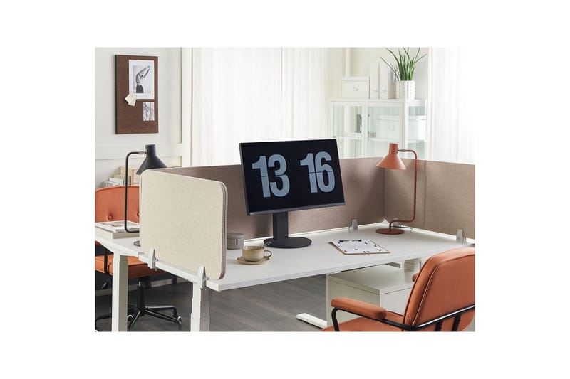 Skiljevägg för skrivbord Beliani Wally Beige, 130x2x40 cm Beige 80x2x40 cm - Boligtilbehør - Rumdelere - Skærmvæg