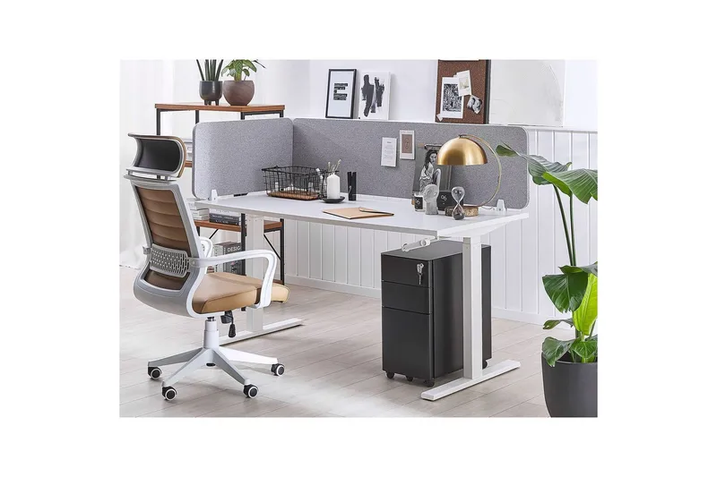 Skiljevägg för skrivbord Beliani Wally Beige, 130x2x40 cm Light grey 72x2x40 cm - Boligtilbehør - Rumdelere - Skærmvæg