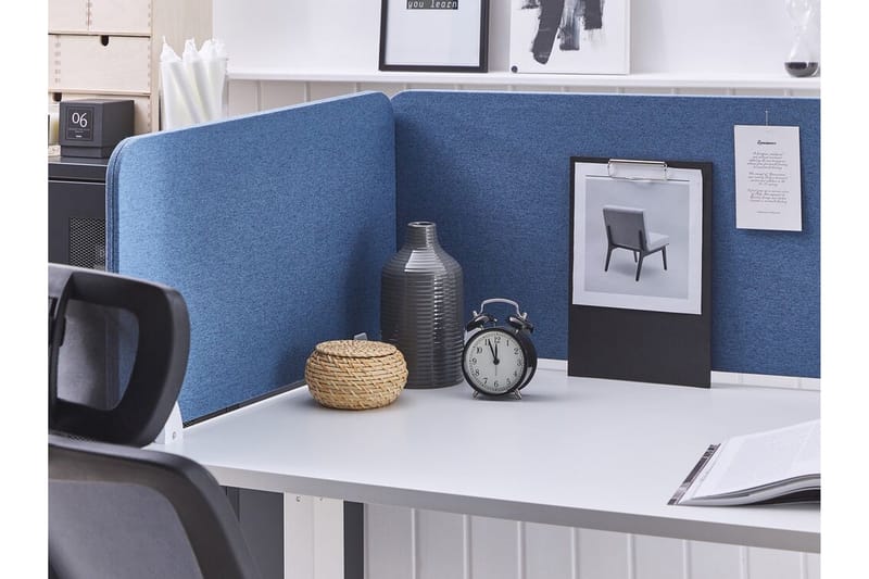 Skjold til skrivebord 160 x 40 cm blå WALLY - Blå - Boligtilbehør - Rumdelere - Afskærmning skrivebord