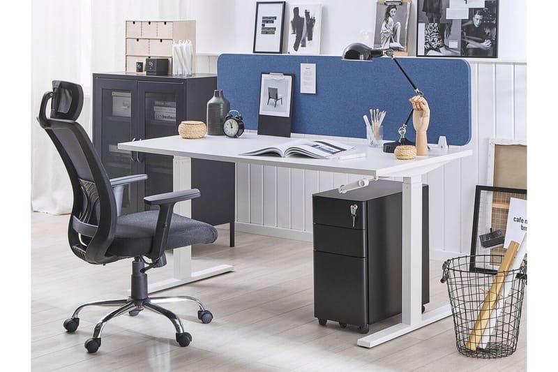 Skjold til skrivebord 160 x 40 cm blå WALLY - Blå - Boligtilbehør - Rumdelere - Afskærmning skrivebord