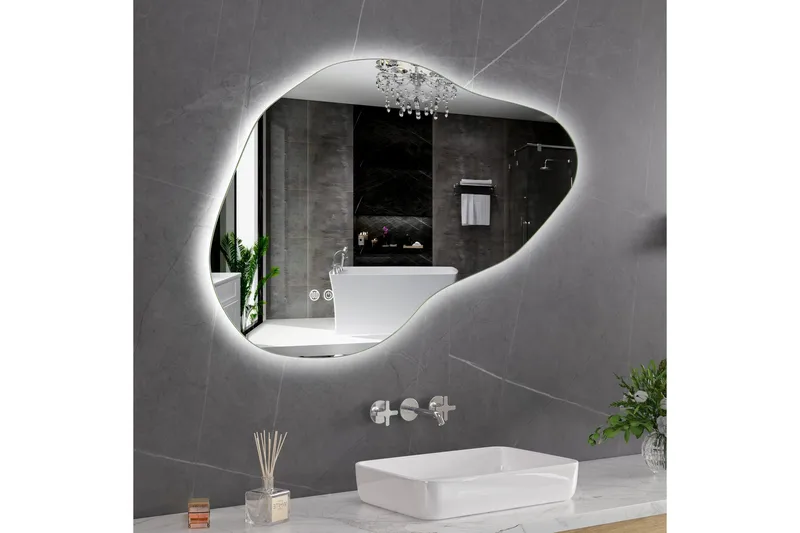 Badeværelsesspejl 100x65 cm med LED-belysning og anti-dug - Boligtilbehør - Spejle - Vægspejl