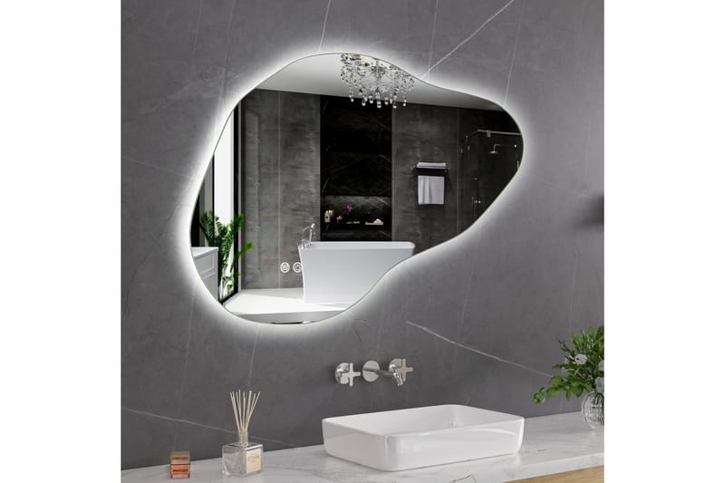 Badeværelsesspejl 100x65 cm med LED-belysning og anti-dug - Boligtilbehør - Spejle - Vægspejl