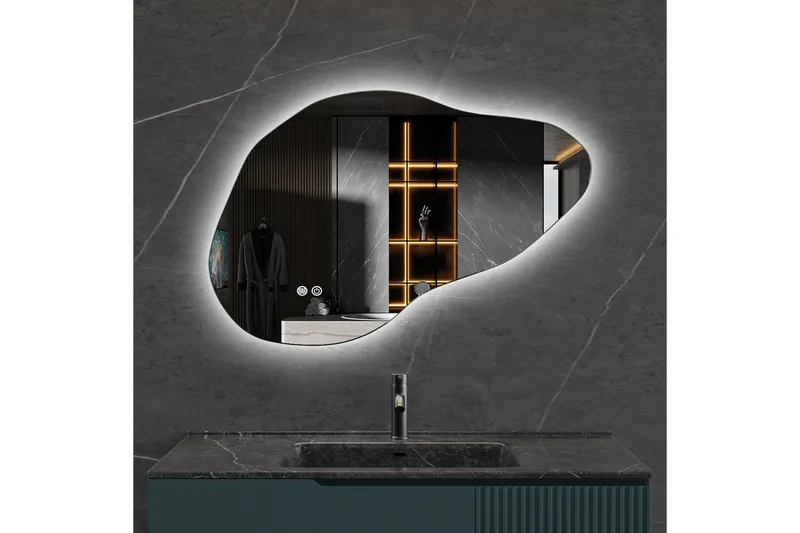 Badeværelsesspejl 100x65 cm med LED-belysning og anti-dug - Boligtilbehør - Spejle - Vægspejl