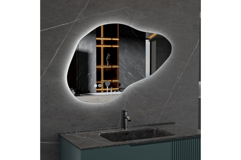 Badeværelsesspejl 90x60 cm med LED-belysning og anti-dug - Boligtilbehør - Spejle - Vægspejl