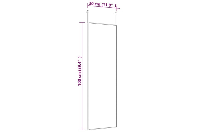 beBasic dørspejl 30x100 cm glas og aluminium guldfarvet - Guld - Boligtilbehør - Spejle - Vægspejl
