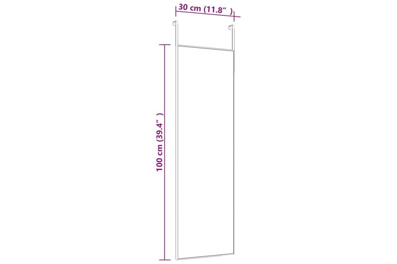 beBasic dørspejl 30x100 cm glas og aluminium guldfarvet - Guld - Vægspejl - Entréspejl