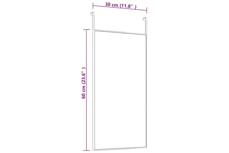 beBasic dørspejl 30x60 cm glas og aluminium sort - Sort - Vægspejl - Entréspejl