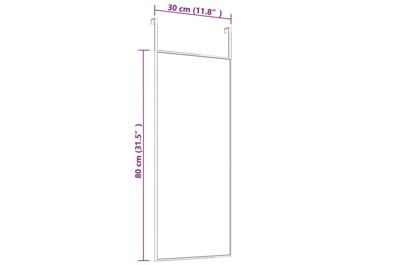 beBasic dørspejl 30x80 cm glas og aluminium guldfarvet - Guld - Boligtilbehør - Spejle - Vægspejl