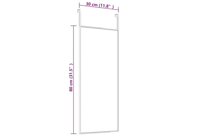 beBasic dørspejl 30x80 cm glas og aluminium guldfarvet - Guld - Vægspejl - Entréspejl