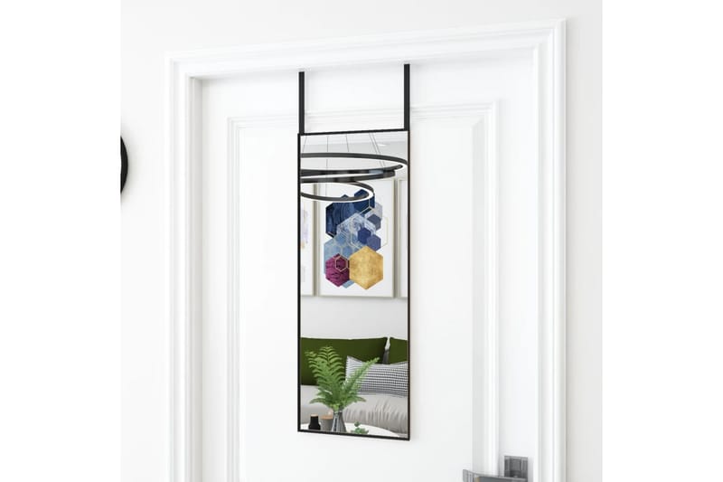 beBasic dørspejl 30x80 cm glas og aluminium sort - Sort - Vægspejl - Entréspejl