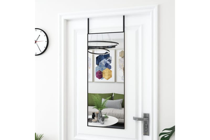 beBasic dørspejl 40x100 cm glas og aluminium sort - Sort - Vægspejl - Entréspejl