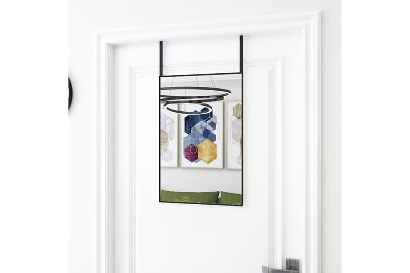 beBasic dørspejl 40x60 cm glas og aluminium sort - Sort - Vægspejl - Entréspejl