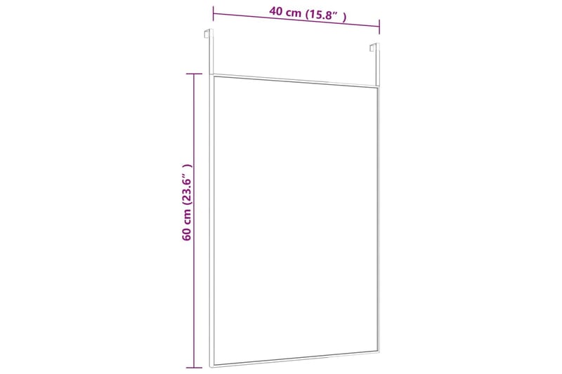 beBasic dørspejl 40x60 cm glas og aluminium sort - Sort - Vægspejl - Entréspejl