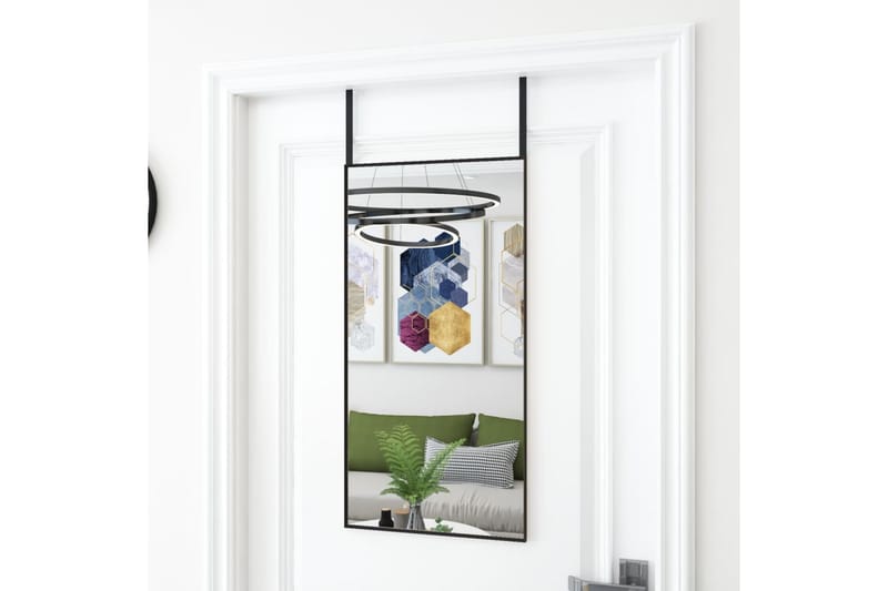beBasic dørspejl 40x80 cm glas og aluminium sort - Sort - Vægspejl - Entréspejl