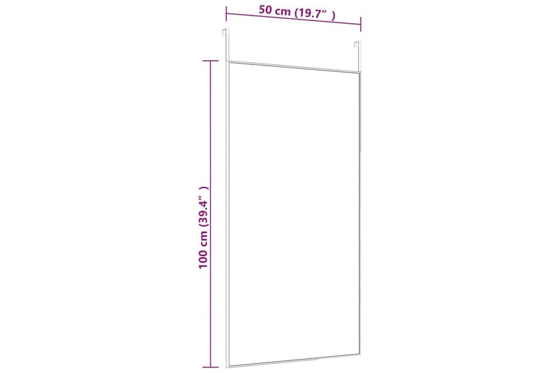beBasic dørspejl 50x100 cm glas og aluminium guldfarvet - Guld - Boligtilbehør - Spejle - Vægspejl