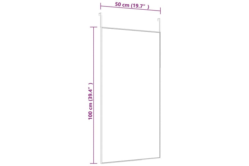 beBasic dørspejl 50x100 cm glas og aluminium guldfarvet - Guld - Vægspejl - Entréspejl