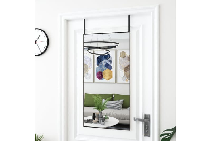 beBasic dørspejl 50x100 cm glas og aluminium sort - Sort - Vægspejl - Entréspejl