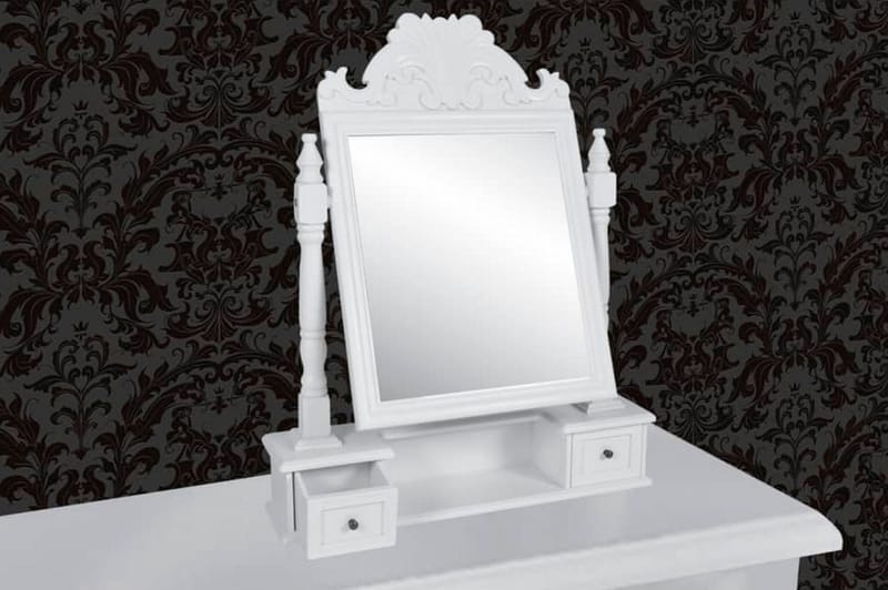 Toiletbord Med Firkantet Vippespejl Mdf - Hvid - Bordspejl