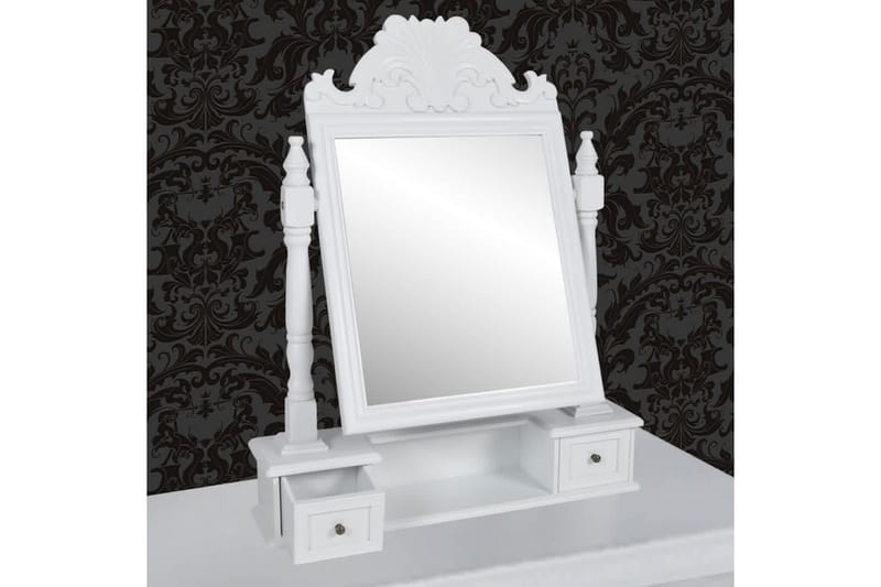 Toiletbord Med Firkantet Vippespejl Mdf - Hvid - Bordspejl