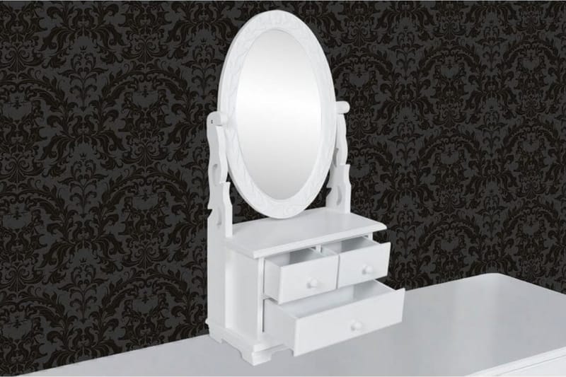 Toiletbord Med Ovalt Vippespejl Mdf - Hvid - Boligtilbehør - Spejle - Bordspejl