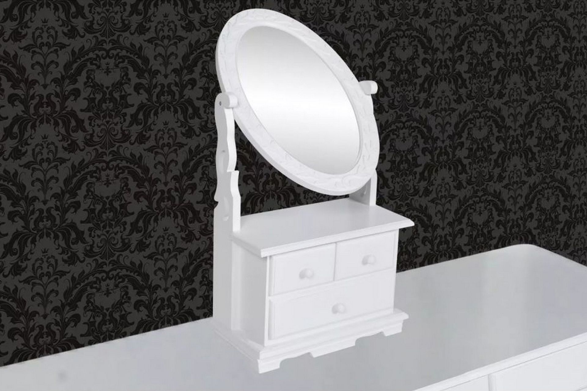 Toiletbord Med Ovalt Vippespejl Mdf - Hvid - Boligtilbehør - Spejle - Bordspejl
