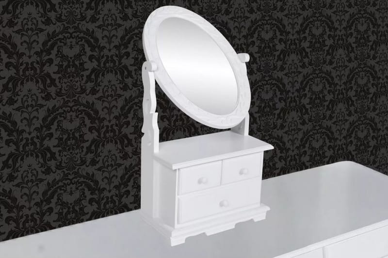 Toiletbord Med Ovalt Vippespejl Mdf - Hvid - Boligtilbehør - Spejle - Bordspejl
