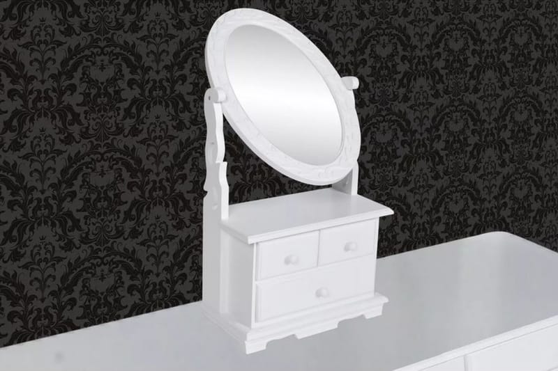 Toiletbord Med Ovalt Vippespejl Mdf - Hvid - Bordspejl