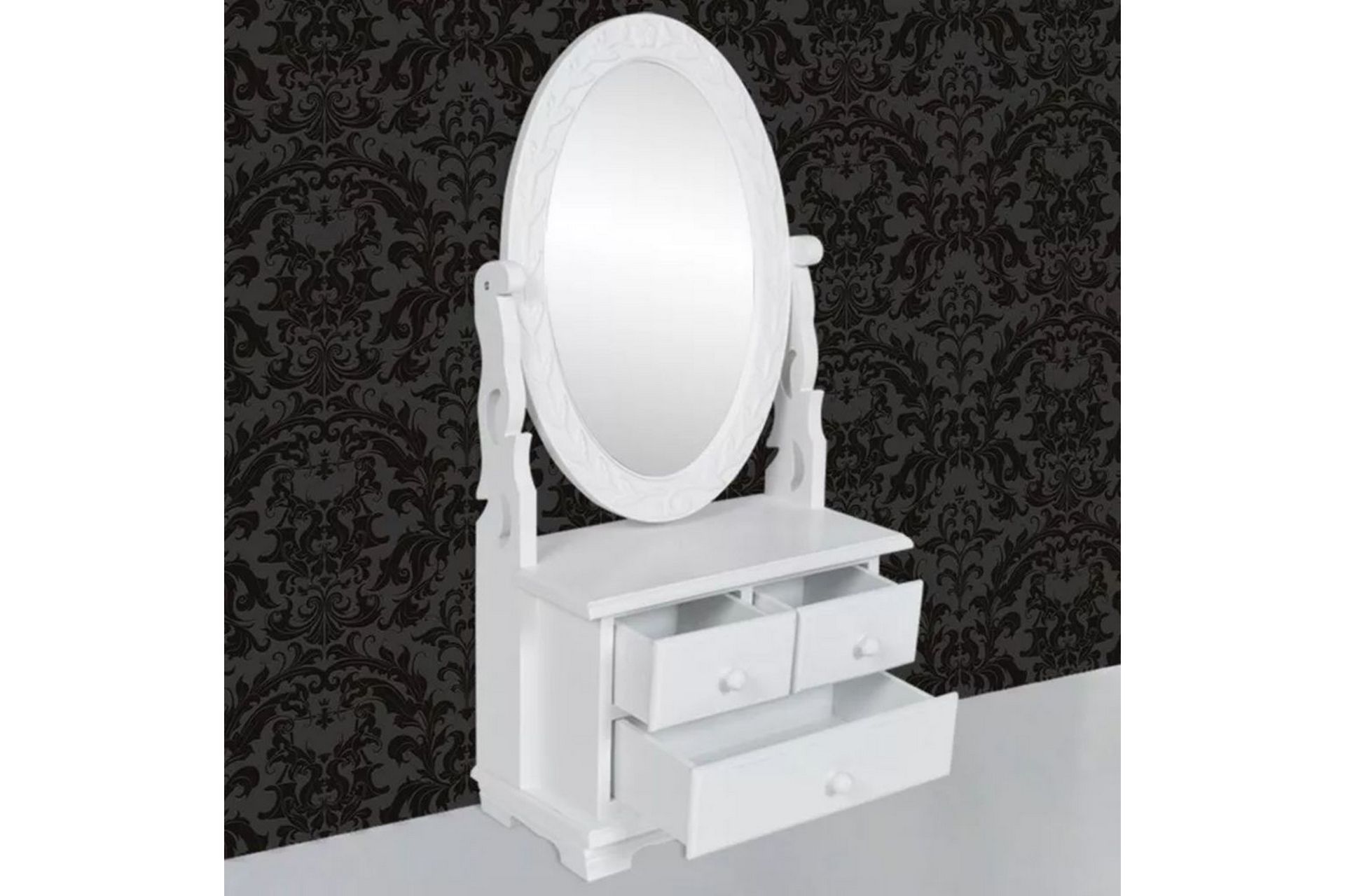 Toiletbord Med Ovalt Vippespejl Mdf - Hvid - Boligtilbehør - Spejle - Bordspejl