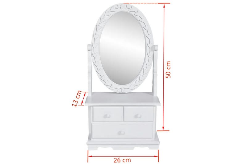 Toiletbord Med Ovalt Vippespejl Mdf - Hvid - Boligtilbehør - Spejle - Bordspejl