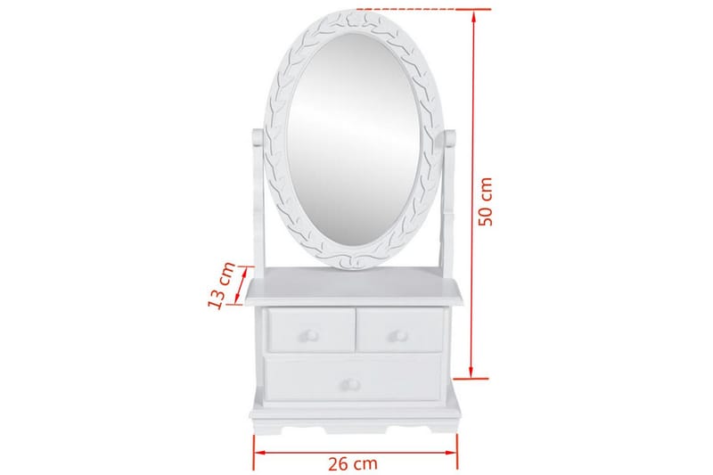 Toiletbord Med Ovalt Vippespejl Mdf - Hvid - Bordspejl