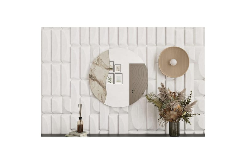 Buhem Væghængt Spejl Rund 60 cm - Beige - Boligtilbehør - Spejle - Vægspejl