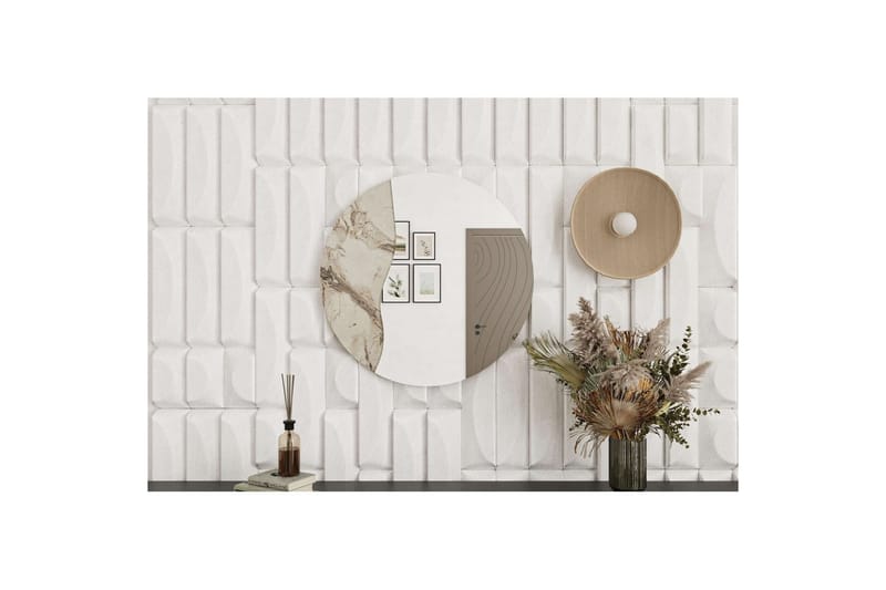 Buhem Væghængt Spejl Rund 60 cm - Beige - Boligtilbehør - Spejle - Vægspejl