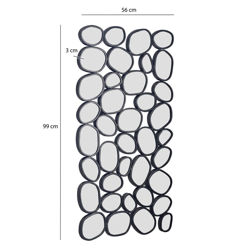Corano Vægspejl 56x99 cm Organisk Asymmetrisk - Sort og sølvfarvet - Boligtilbehør - Spejle - Vægspejl