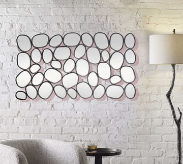 Corano Vægspejl 56x99 cm Organisk Asymmetrisk - Sort og sølvfarvet - Boligtilbehør - Spejle - Vægspejl