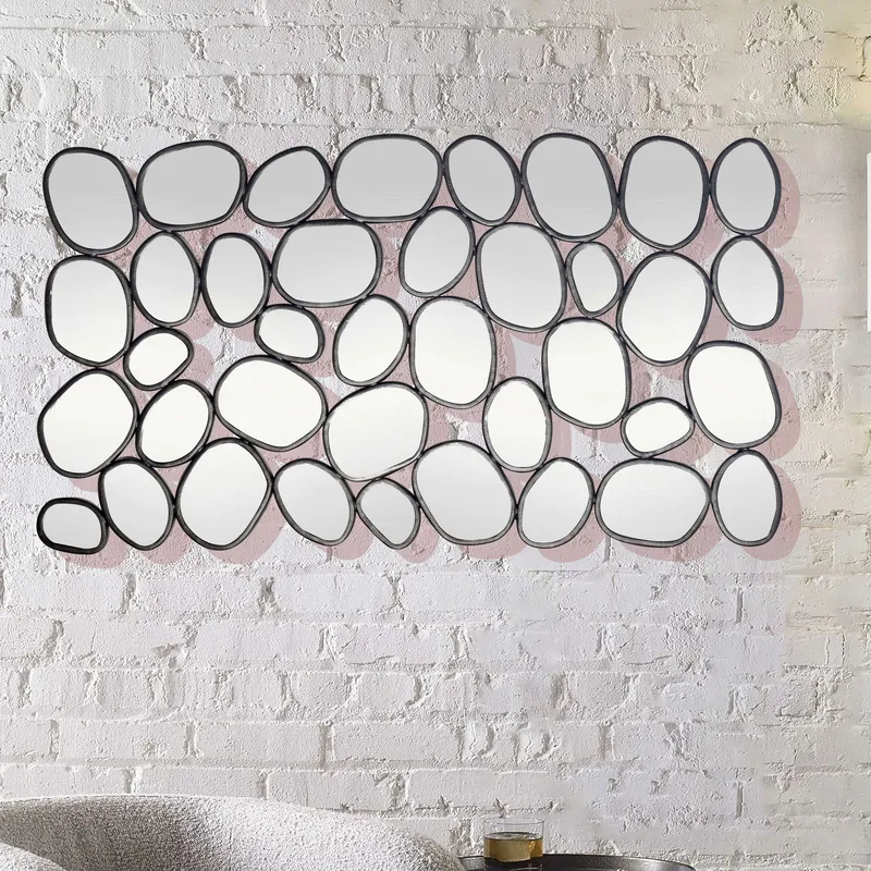Corano Vægspejl 56x99 cm Organisk Asymmetrisk - Sort og sølvfarvet - Boligtilbehør - Spejle - Vægspejl
