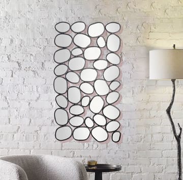 Corano Vægspejl 56x99 cm Organisk Asymmetrisk - Sort og sølvfarvet - Boligtilbehør - Spejle - Vægspejl