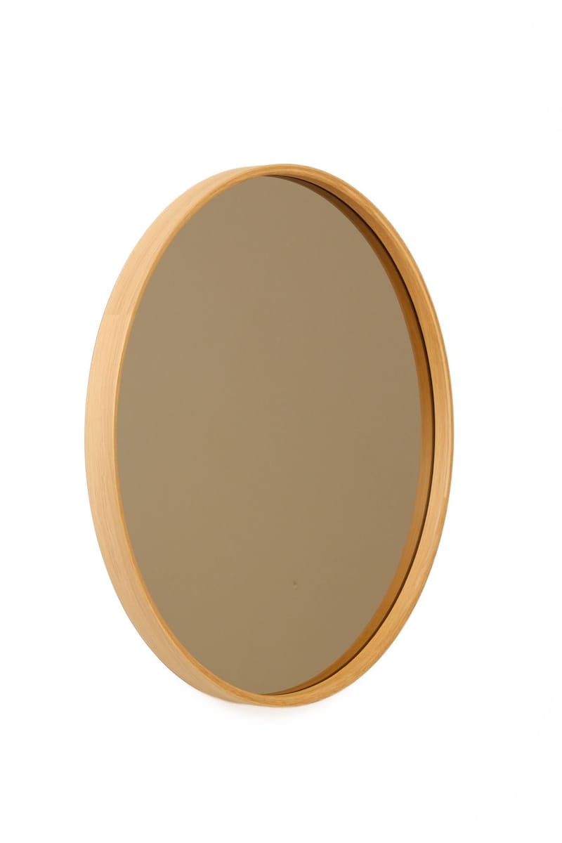Dekorativt spejl Wallxpert Circle (40 x 40 x 4 cm) Eg - hvid ramme med egedetaljer - Boligtilbehør - Spejle - Vægspejl