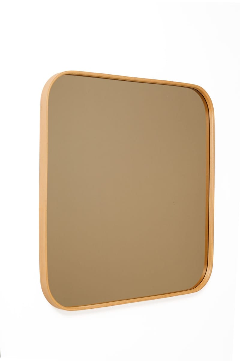 Dekorativt spejl Wallxpert Specific (95 x 95 x 4 cm) Eg - Hvid ramme med egetræsdetaljer - Boligtilbehør - Spejle - Vægspejl