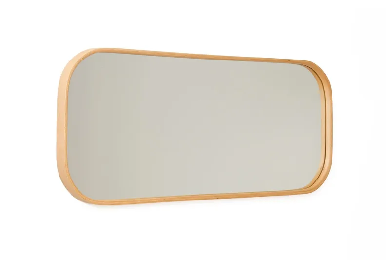 Dekorativt spejl Wallxpert Zaha (103 x 42 x 4 cm) Eg, Hvid ramme med egetræsdetaljer