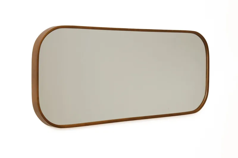Dekorativt spejl Wallxpert Zaha (103 x 42 x 4 cm) Valnød - Hvid ramme med valnøddedetaljer - Boligtilbehør - Spejle - Vægspejl