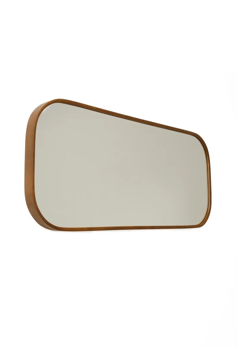 Dekorativt spejl Wallxpert Zaha (103 x 42 x 4 cm) Valnød, Hvid ramme med valnøddedetaljer