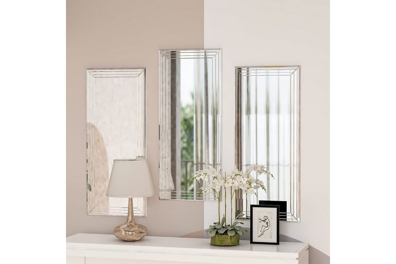 Dekorativt Spejlsæt (3 Stykker) Heba Neom Transparent - Multifarvet - Boligtilbehør - Spejle - Vægspejl