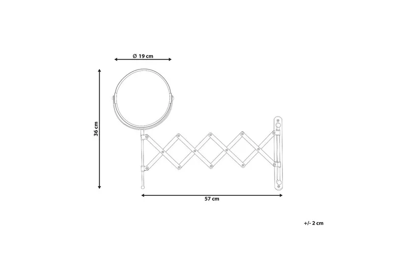 Förlängningsbar väggsminkspegel Beliani Yvelines Silver - Boligtilbehør - Spejle - Makeupspejl