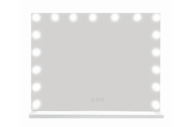 Glow Stor Sminkespejl 70 cm med belysning lamper - Hollywood spejl med USB-opladning - Hvid - Boligtilbehør - Spejle - Makeupspejl