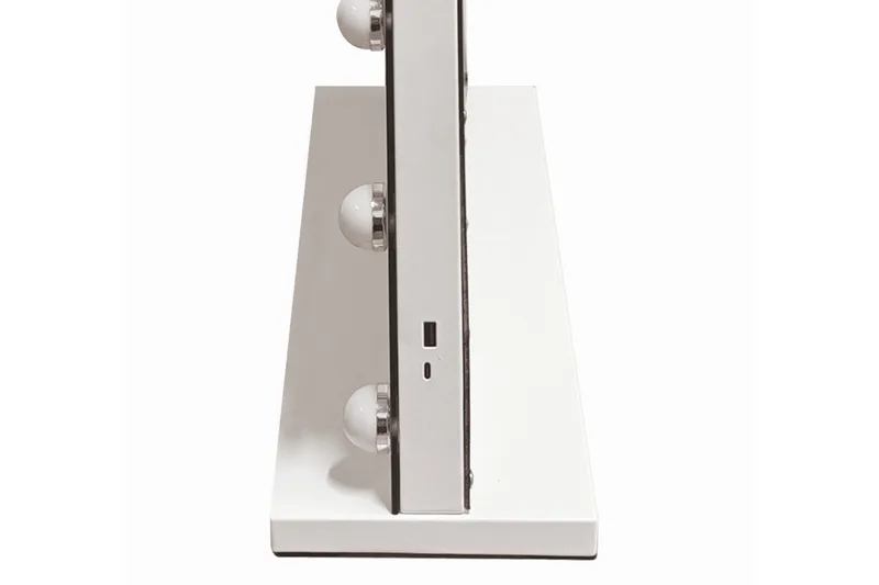 Glow Stor Sminkespejl 70 cm med belysning lamper - Hollywood spejl med USB-opladning - Hvid - Boligtilbehør - Spejle - Makeupspejl