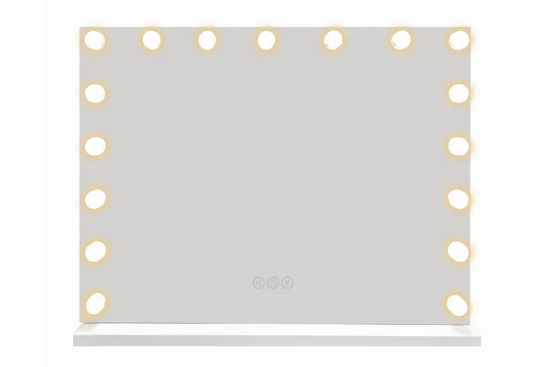 Glow Stor Sminkespejl 70 cm med belysning lamper - Hollywood spejl med USB-opladning - Hvid - Boligtilbehør - Spejle - Makeupspejl