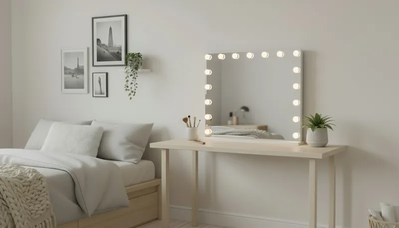 Glow Stor Sminkespejl 70 cm med belysning lamper - Hollywood spejl med USB-opladning - Hvid - Boligtilbehør - Spejle - Makeupspejl