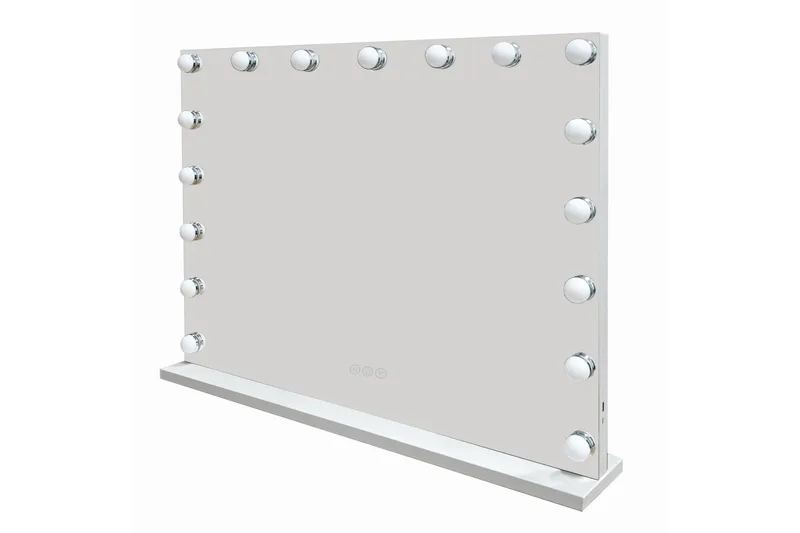 Glow Stor Sminkespejl 70 cm med belysning lamper - Hollywood spejl med USB-opladning, Hvid