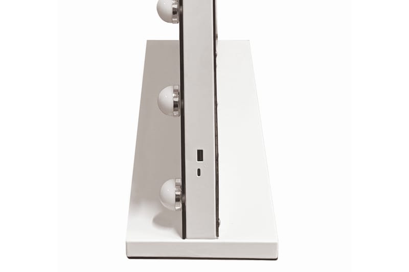 Glow Stor Sminkespejl 70 cm med belysning lamper - Hollywood spejl med USB-opladning - Hvid - Boligtilbehør - Spejle - Makeupspejl