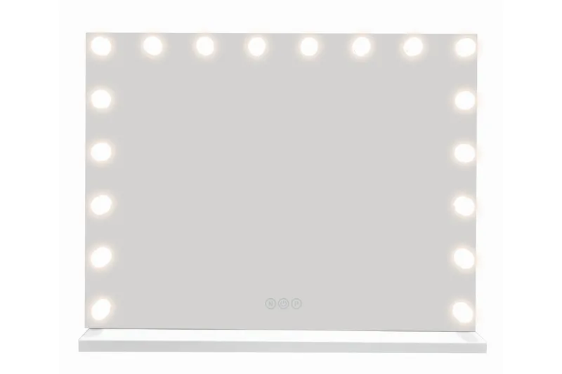 Glow Stor Sminkespejl 80 cm med belysning lamper - Hollywood spejl med USB-opladning - Hvid - Boligtilbehør - Spejle - Makeupspejl